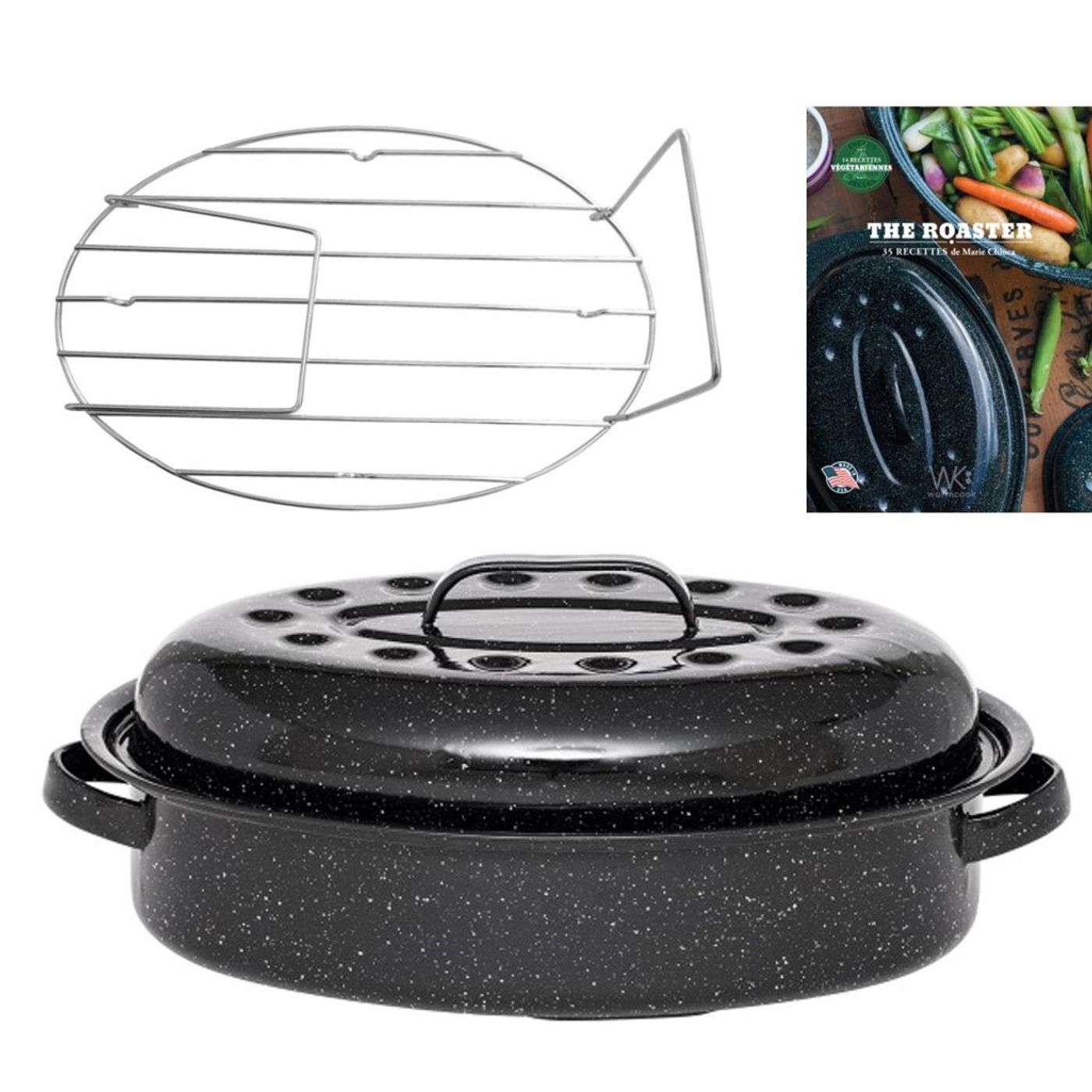 Cocotte Roaster 40 x 27cm + grille + livre