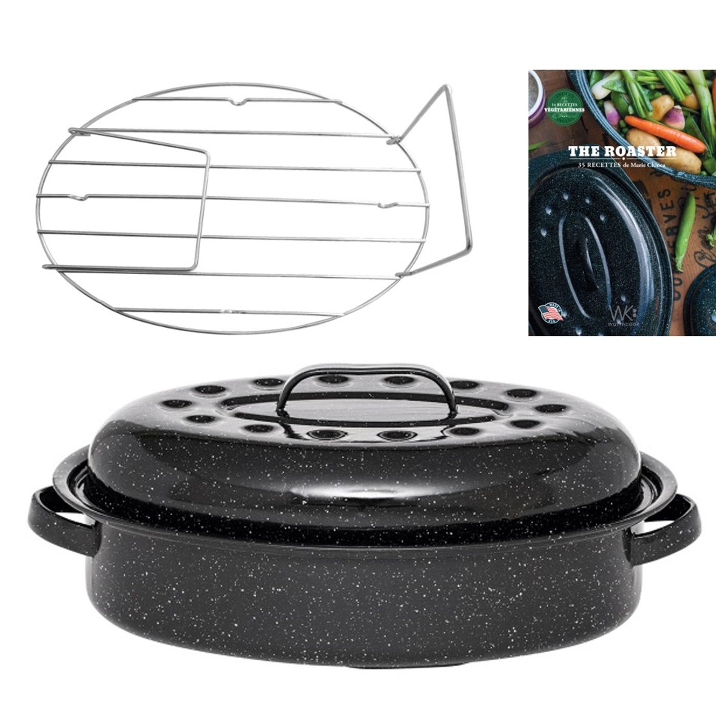 Cocotte Roaster 40 x 27cm + grille + livre