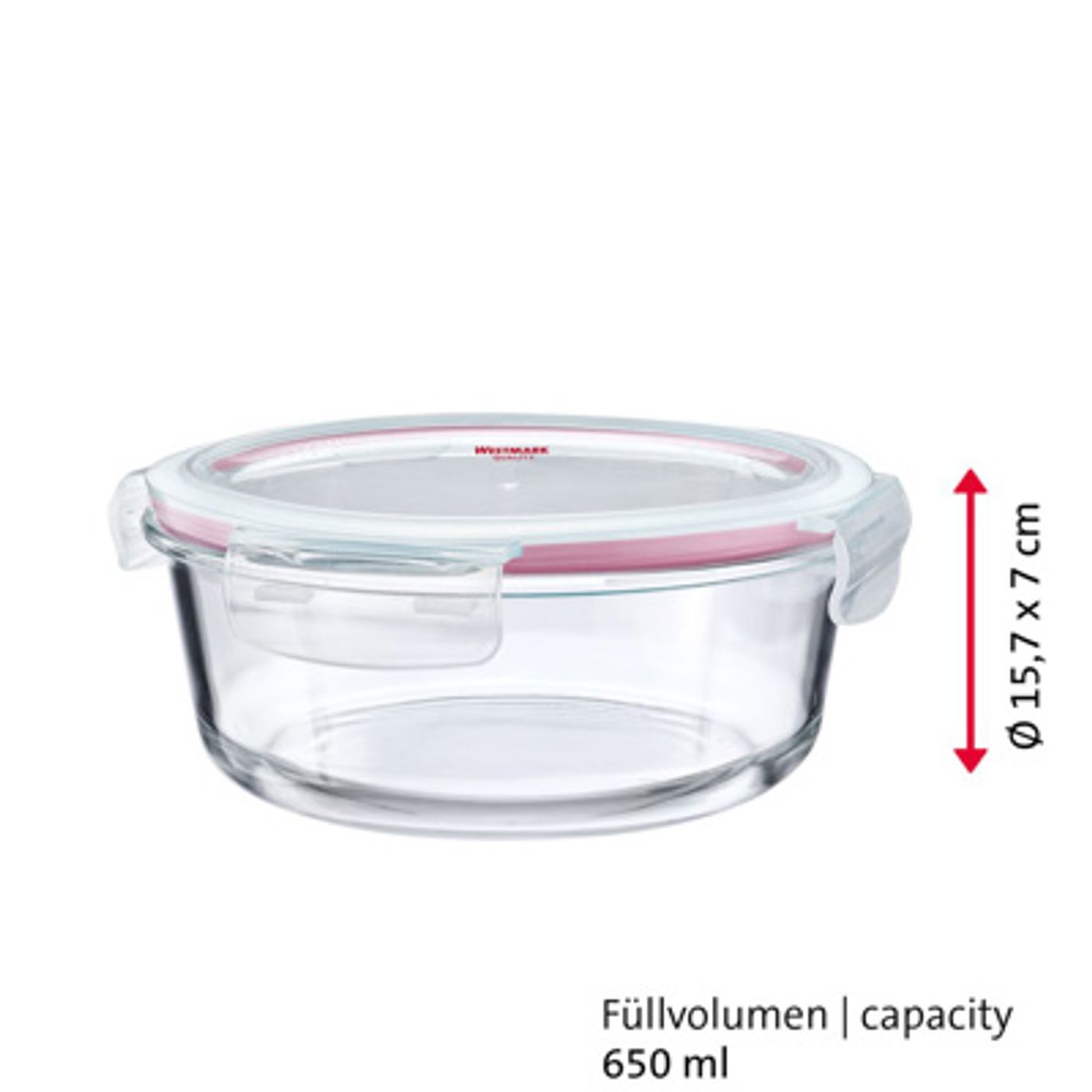 Boîte de conservation hermétique en verre ronde 650 ml