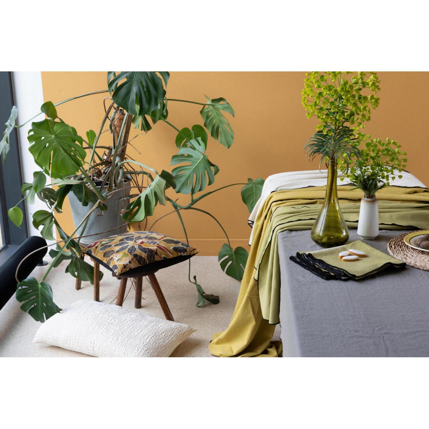 Nappe en coton recyclé Grace 140 x 140 Ficelle