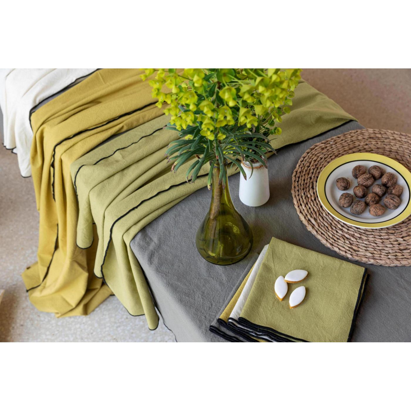 Nappe en coton recyclé Grace 140 x 140 Ficelle