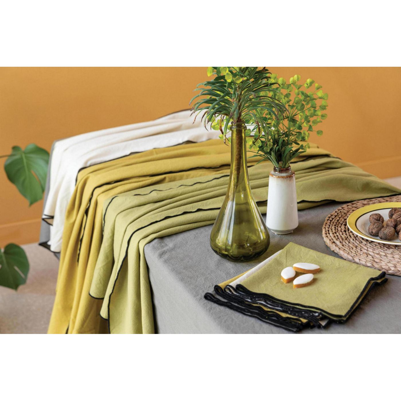 Nappe en coton recyclé Grace 140 x 250 ombre