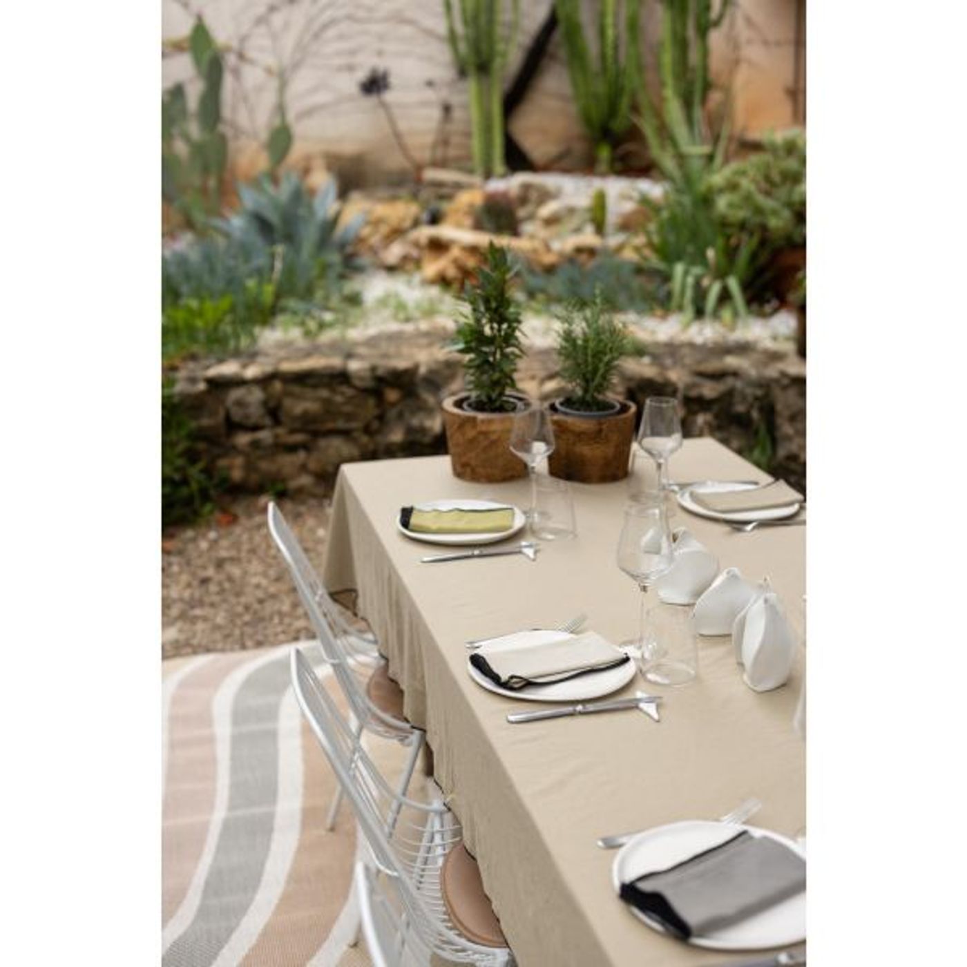 Serviette en coton recyclé Grace 40 x 40 Camel
