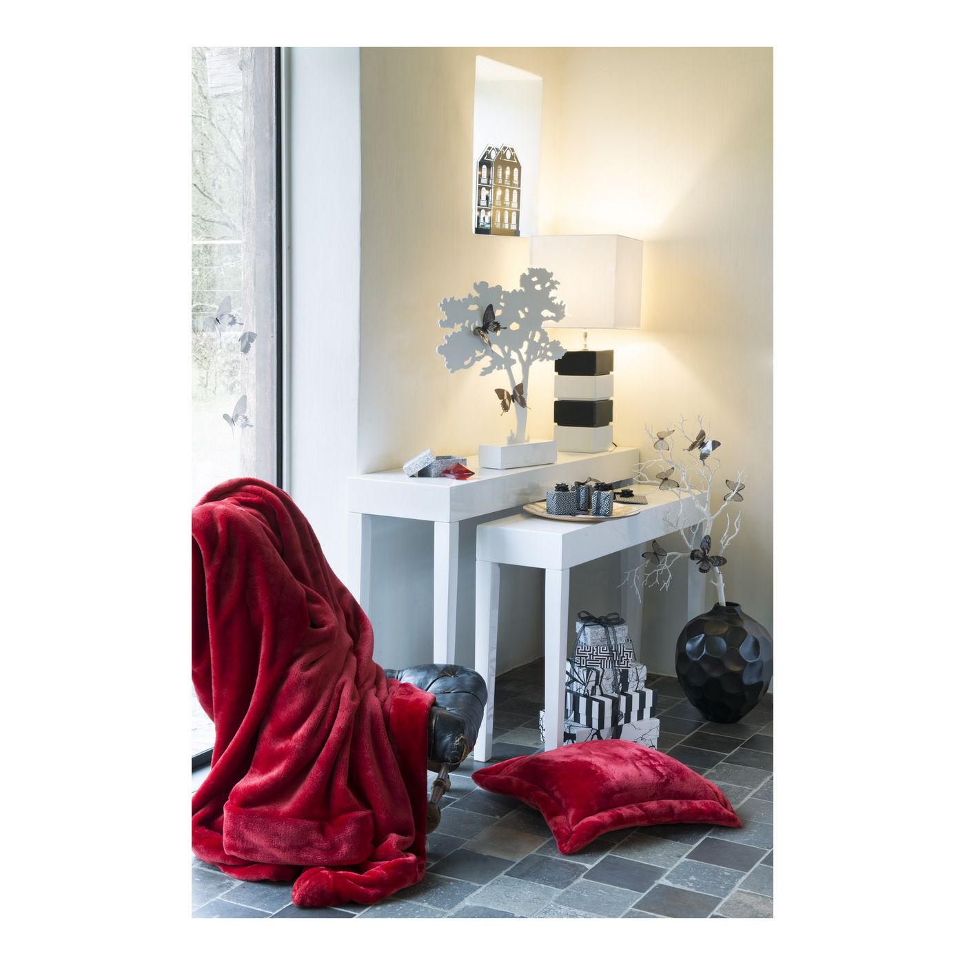 Plaid TENDER rouge 150 x 200 cm Vivaraise - Ambiance & Styles
