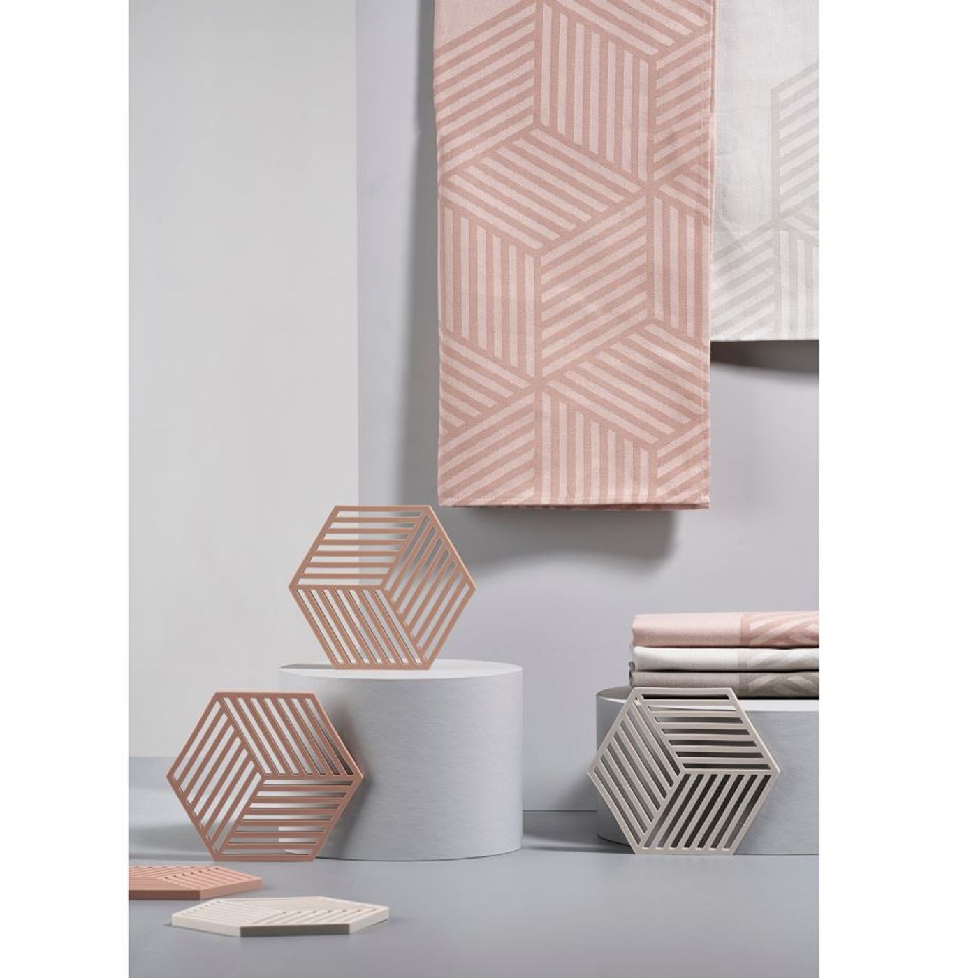 Dessous de plat hexagon gris