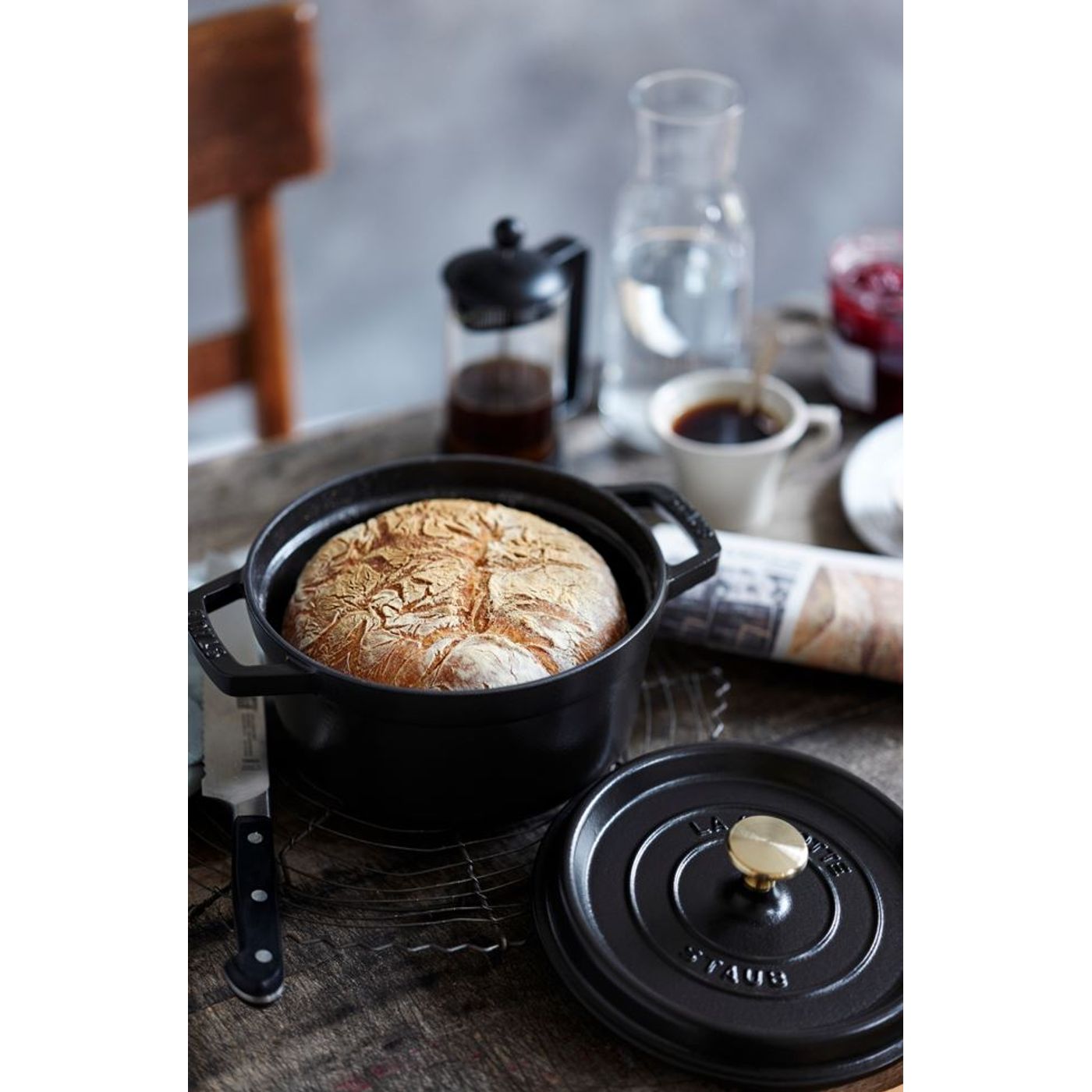 Cocotte en fonte ronde 24 cm noir mat