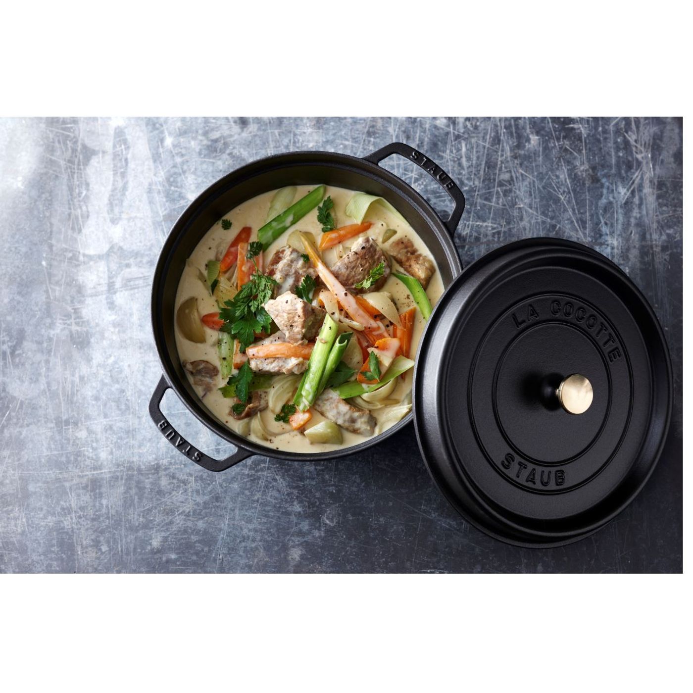 Cocotte en fonte ronde 26 cm noir mat