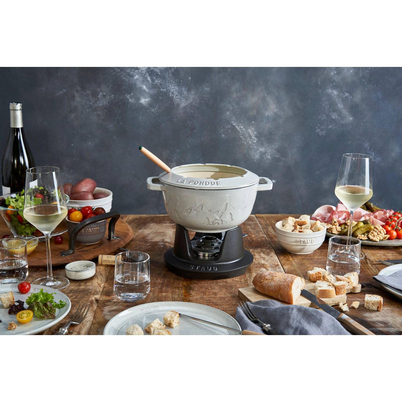 Service à fondue en fonte, Truffe Blanche 20 cm