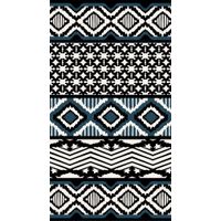 Tapis vinyle Ikat bleu/noir 66 x 120 cm - Visuel 0