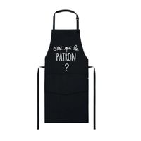 Tablier adulte C'est qui le patron? noir - Visuel 0