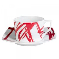 Tasse à thé avec soucoupe EXPRESSION rouge - Visuel 1