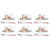 Coffret 6 tasses Café avec soucoupes et cuillères TUTTI FIORI - Visuel 0