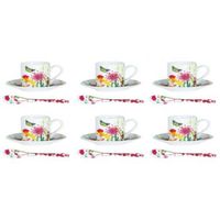 Coffret 6 tasses Café avec soucoupes et cuillères TUTTI FIORI - Visuel 1