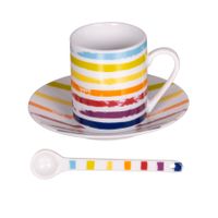 COFFRET 6 TASSES À CAFÉ AVEC SOUCOUPES + CUILLÈRES - Visuel 0