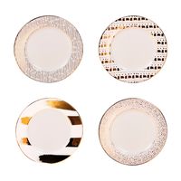 Coffret 4 assiettes dessert dorées - Visuel 0