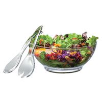 Saladier 32 cm + couverts transparents - Visuel 0