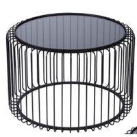 Table basse métal noir et verre H. 44 cm - Visuel 0