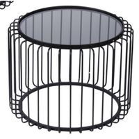 Table basse métal noir et verre H. 39 cm - Visuel 0