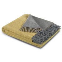 Plaid frangé en laine et cachemire ocre/gris 130 x 170 cm - Visuel 0