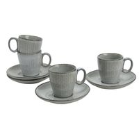 Coffret 4 tasses à café avec soucoupe BRUME grises - Visuel 0