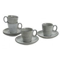 Coffret 4 tasses à café avec soucoupe BRUME grises - Visuel 1