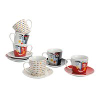 Coffret de 6 tasses + soucoupes Cubisme - Visuel 0