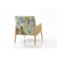 Fauteuil canage lin et motif feuilles - Visuel 1