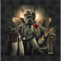 Toile Binet Bulldog Golfeur 60 x 60 cm - Visuel 0