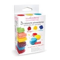 3 colorants alimentaires en poudre jaune, rouge, bleu - Visuel 0