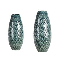 Vase "Rétro" céramique vert émaillé 45 cm - Visuel 0