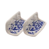 Paire de maniques en coton fleurs bleues - Visuel 0