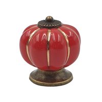 Poignée citrouille céramique rouge - Visuel 0