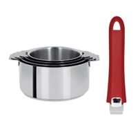3 casseroles amovibles Mutine + Poignée Mutine Evolution 2.0 Framboise - Visuel 0