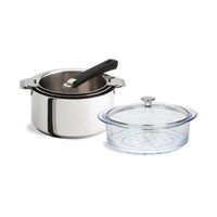 Série de 3 casseroles amovibles mutine + poignée noire et cuit-vapeur en verre - Visuel 0