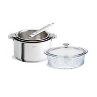3 casseroles amovibles Casteline + poignée Zenith + cuit-vapeur en verre - Visuel 0