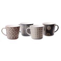 COFFRET DE 4 MUGS COLORES ELEMENTS EN GRES - Visuel 1