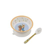 Bol ventouse avec cuillère pierre lapin abricot 160 ml - Visuel 0