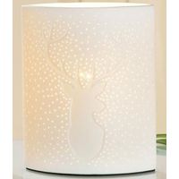 Lampe porcelaine cerf H. 20 cm - Visuel 0
