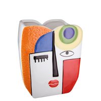 Vase visage, "Cara", motif visage, céramique, multicolore - Visuel 0