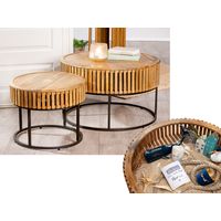 Set de 2 tables d'appoint ronde Roseau - Visuel 3