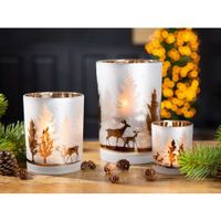 Bougeoir Hiver en verre H8cm - Visuel 1