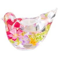 Dreamlight, bougeoir pour bougies à chauffe-plat, oiseau, "Bird Lea", motif papillon, verre, rose - Visuel 1