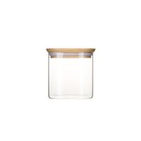 Boîte en verre carrée avec couvercle bambou 800 ml - Visuel 0