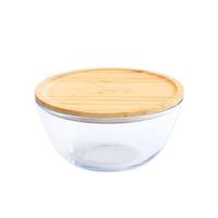 Bol à mixer en verre rond avec couvercle bambou 2,6L - Visuel 0