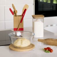 Bol à mixer en verre rond avec couvercle bambou 2,6L - Visuel 1