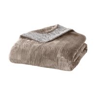 Plaid cosy taupe 150 x 200 cm - Visuel 0