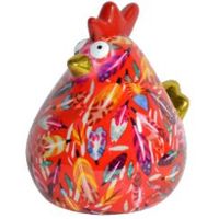 Tirelire poule Matilda rouge decors multicolore - Visuel 0
