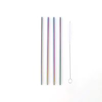 Lot de 4 pailles arc-en-ciel en inox - Visuel 0