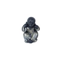 Statuette moine argenté  " Rien entendu " - Visuel 0