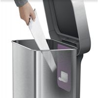 Poubelle rectangulaire 30 L inox avec réserve à sacs - Visuel 2